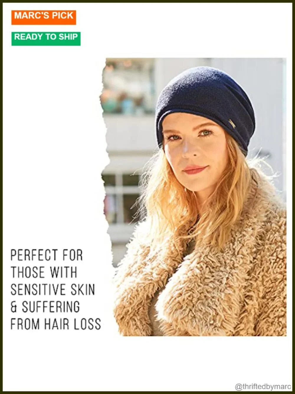 100% Silk Slouchy Beanie Hat for Sensitive Skin Chemo Hat